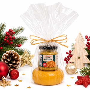 Kaasje met mosterd in cadeaufolie