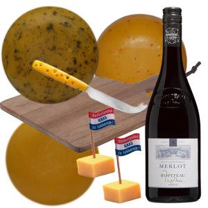 Kerstpakket wijn en kaas