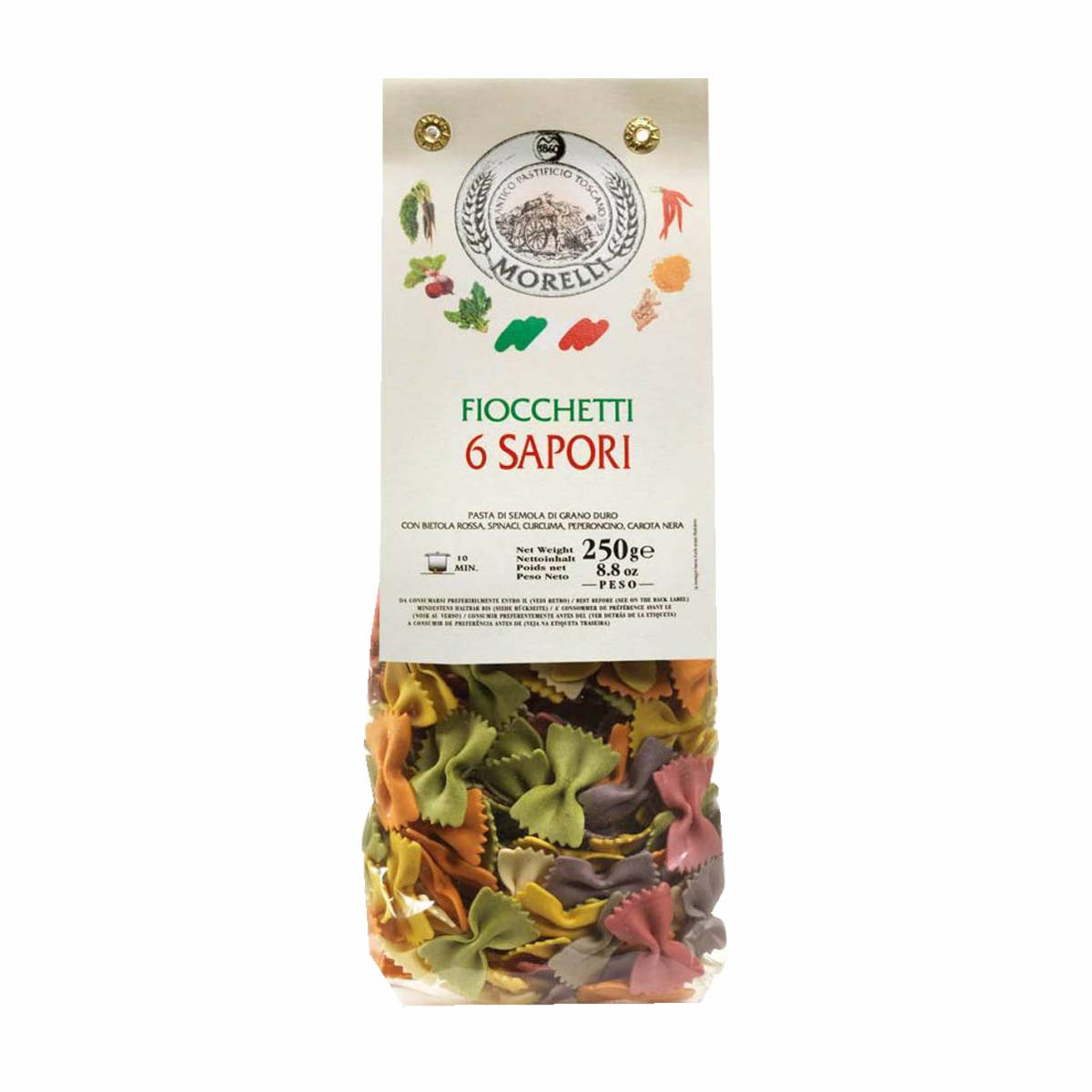 Fiocchetti 6 sapori (6 kleuren pasta)