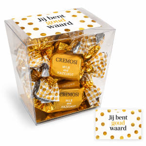 Cube cremosi goud "Jij bent GOUD waard" - chocolade