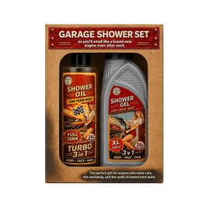 Retro industrial giftset rood - douchegel + douche olie