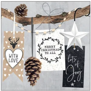 Kerstservetten "Christmas Hangtags"